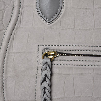 Celine Crocodile Embossed Nubuck Medium Phantom Luggage Grey 17 of 20