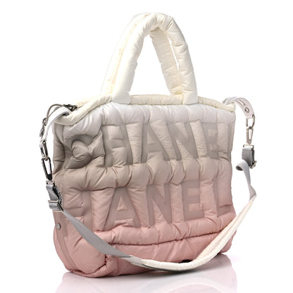 Chanel Nylon Coco Cocoon Ombre Travel Bowler White Pink 3 of 11