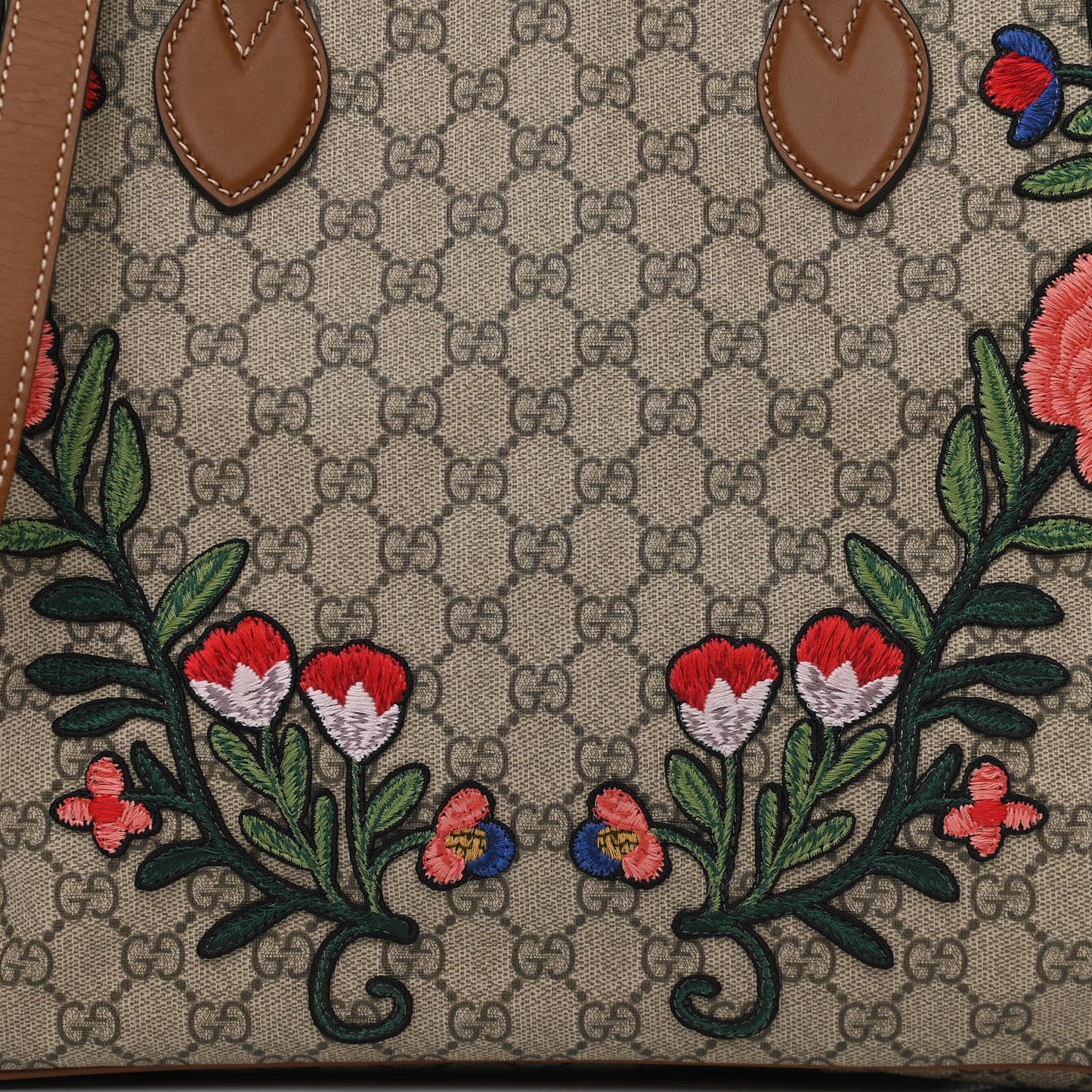 Soft GG Supreme Monogram Embroidered Crossbody Tote Brown