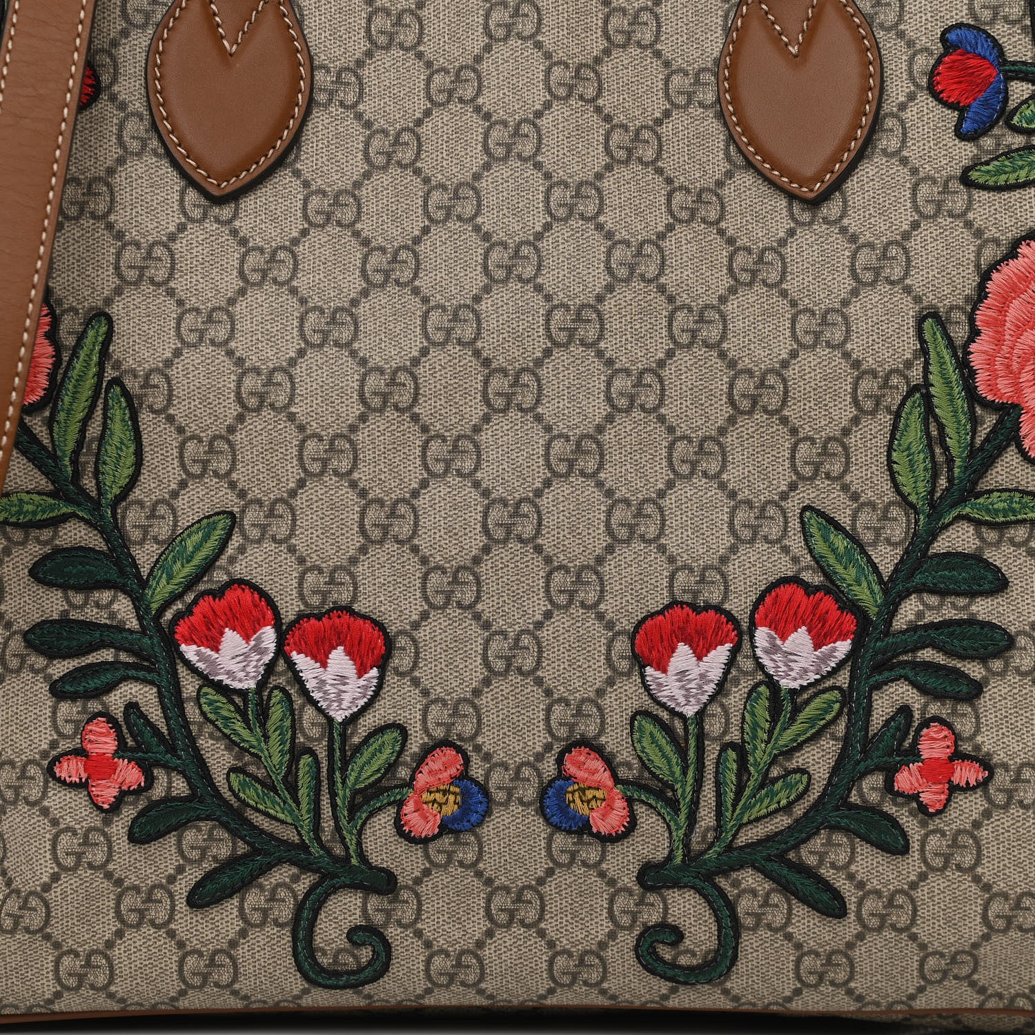 Gucci Soft GG Supreme Monogram Embroidered Crossbody Tote Brown 8 of 11