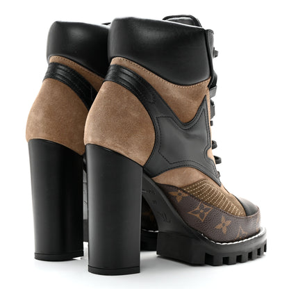 Louis Vuitton Suede Calfskin Monogram Star Trail Ankle Boots 37 Khaki 4 of 10