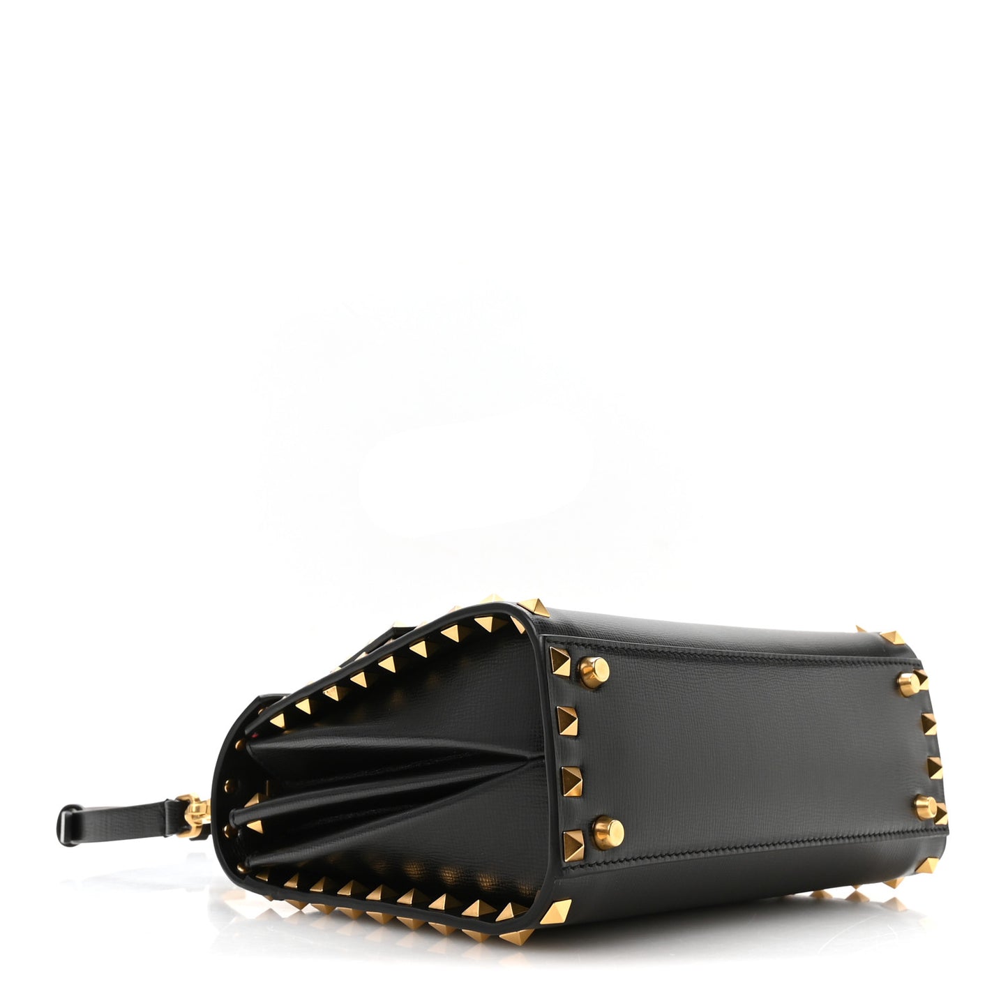 Grainy Calfskin Small Rockstud Alcove Top-Handle Flap Bag Black