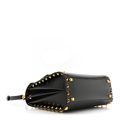 Valentino Garavani Grainy Calfskin Small Rockstud Alcove Top-Handle Flap Bag Black 4 of 10
