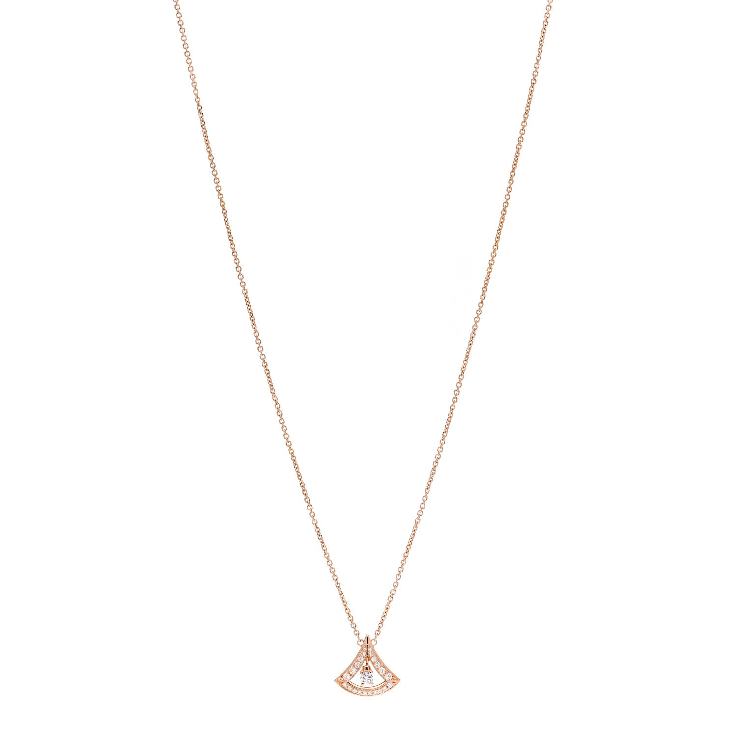 Bulgari 18K Rose Gold Diamond Divas' Dream Openwork Pave Pendant Necklace 1 of 7