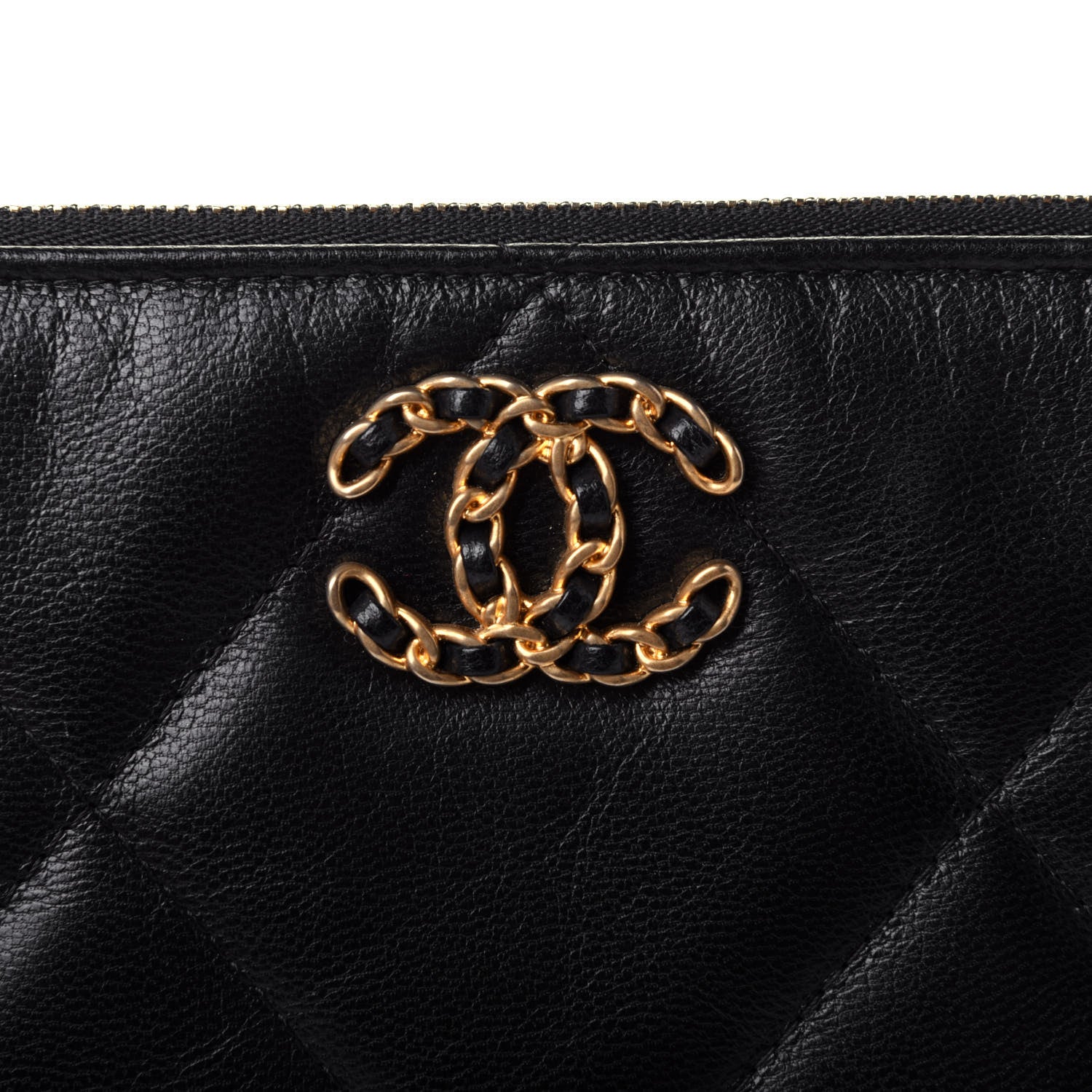 Chanel Shiny Goatskin Quilted Small Chanel 19 Pouch With Handle Black 4 of 4