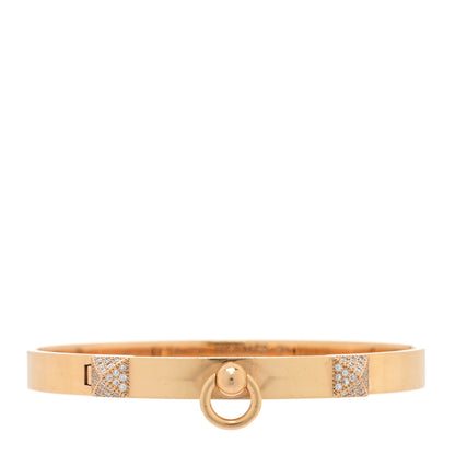 Hermes 18K Rose Gold Diamond PM Collier De Chien Bracelet SH 1 of 4