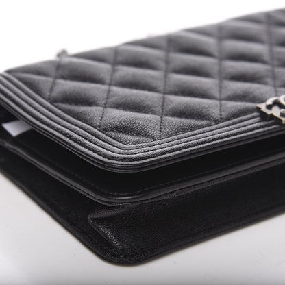 Chanel Caviar Quilted Boy Wallet On Chain WOC Black 8 of 11