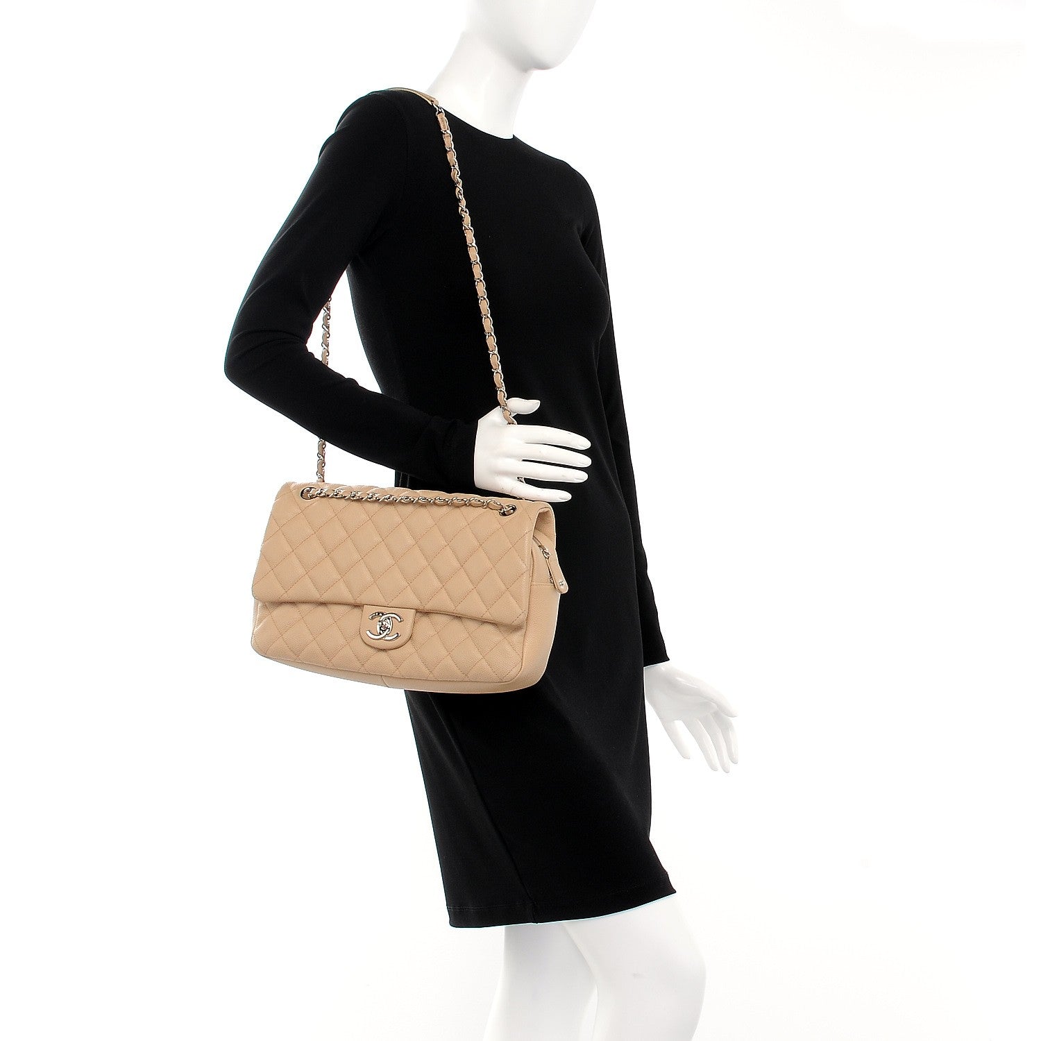 Chanel Caviar Quilted Jumbo Easy Flap Beige 2 of 11