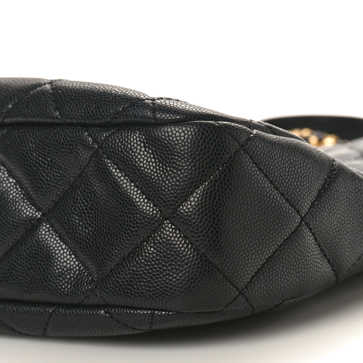 Caviar Quilted Twist Your Buttons Hobo Black
