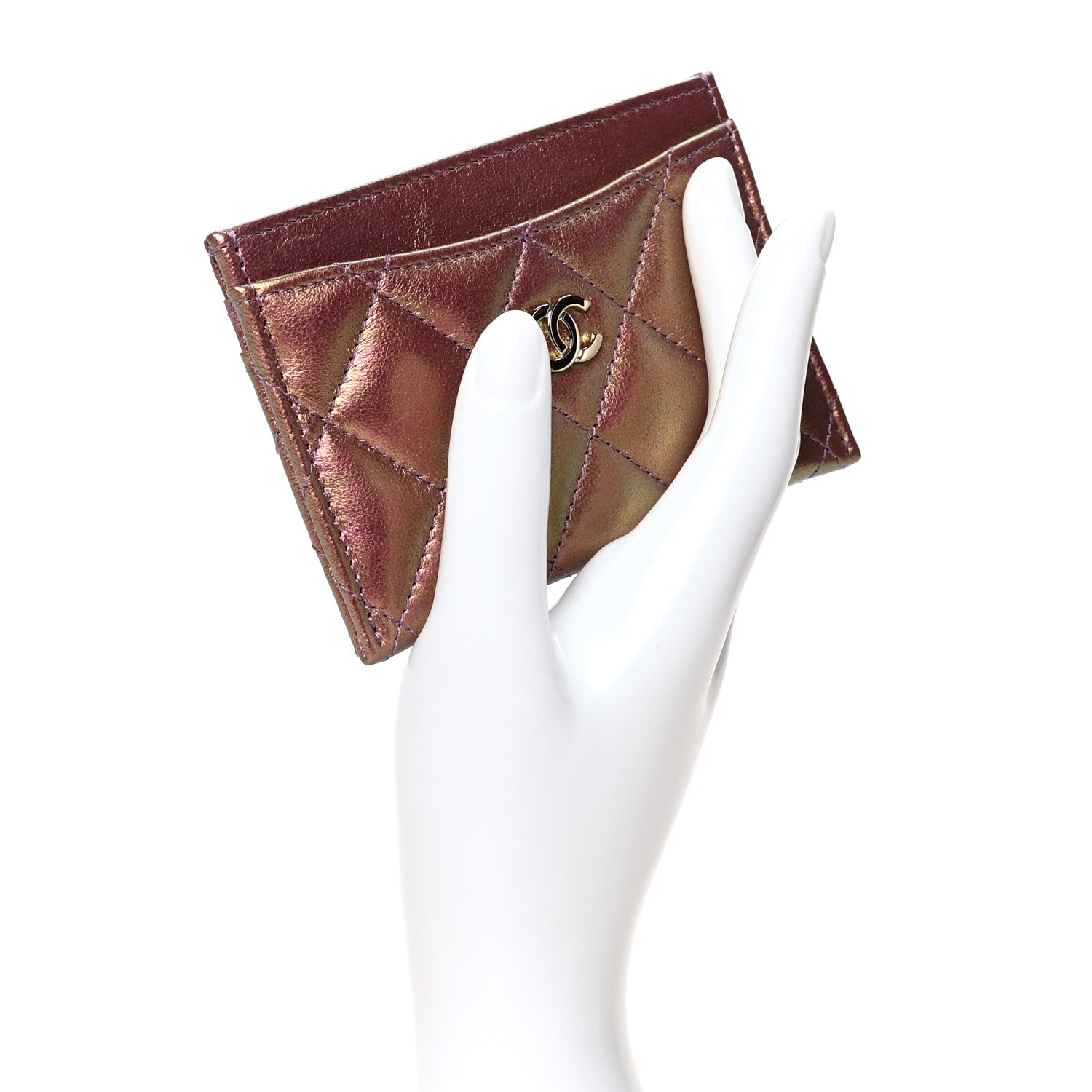 Chanel Iridescent Lambskin Quilted Card Holder Purple 2 of 8