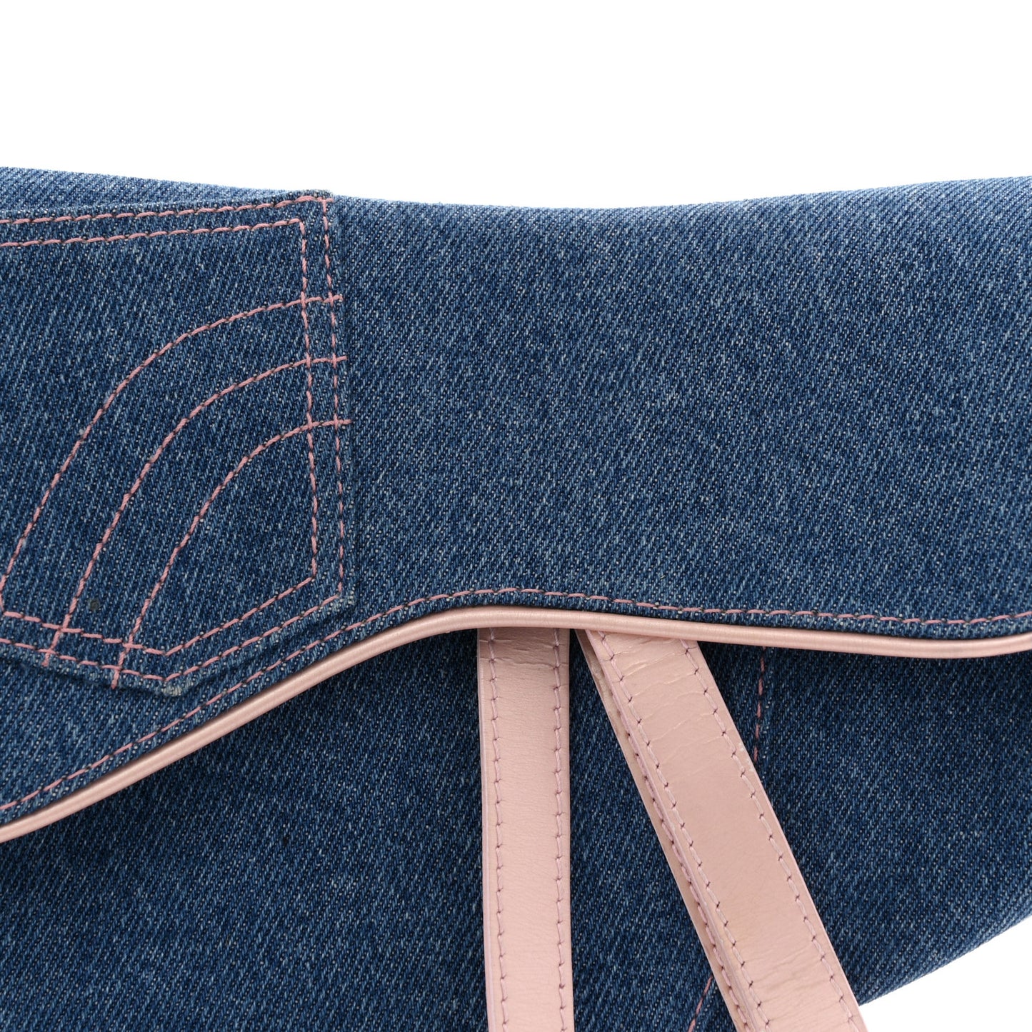 Patent Denim Jeans Saddle Bag Blue Pink