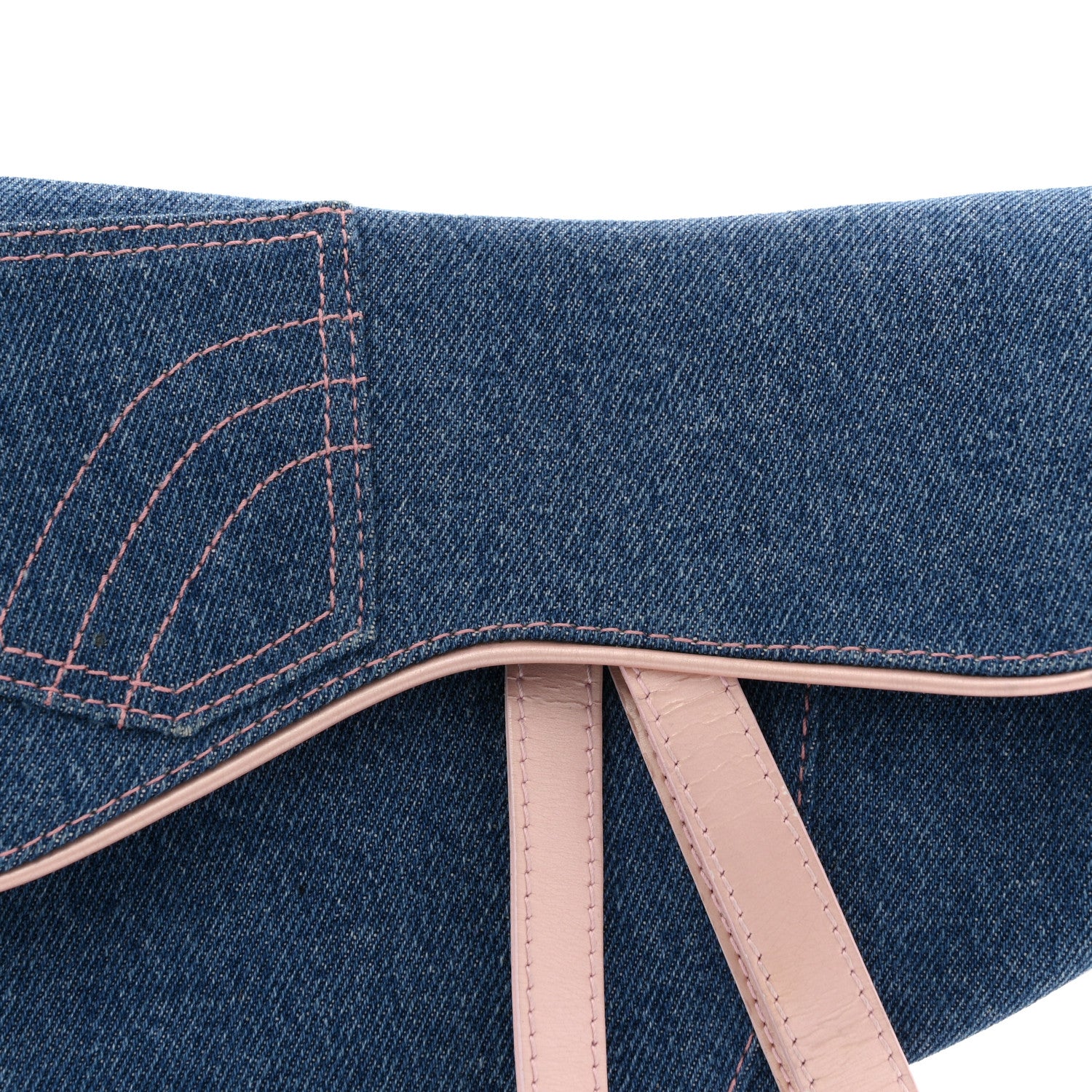 Christian Dior Patent Denim Jeans Saddle Bag Blue Pink 8 of 14