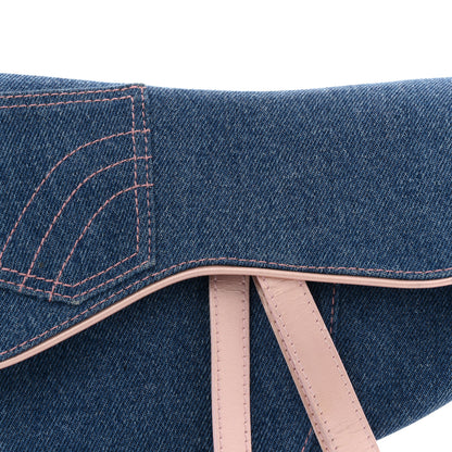 Christian Dior Patent Denim Jeans Saddle Bag Blue Pink 8 of 14