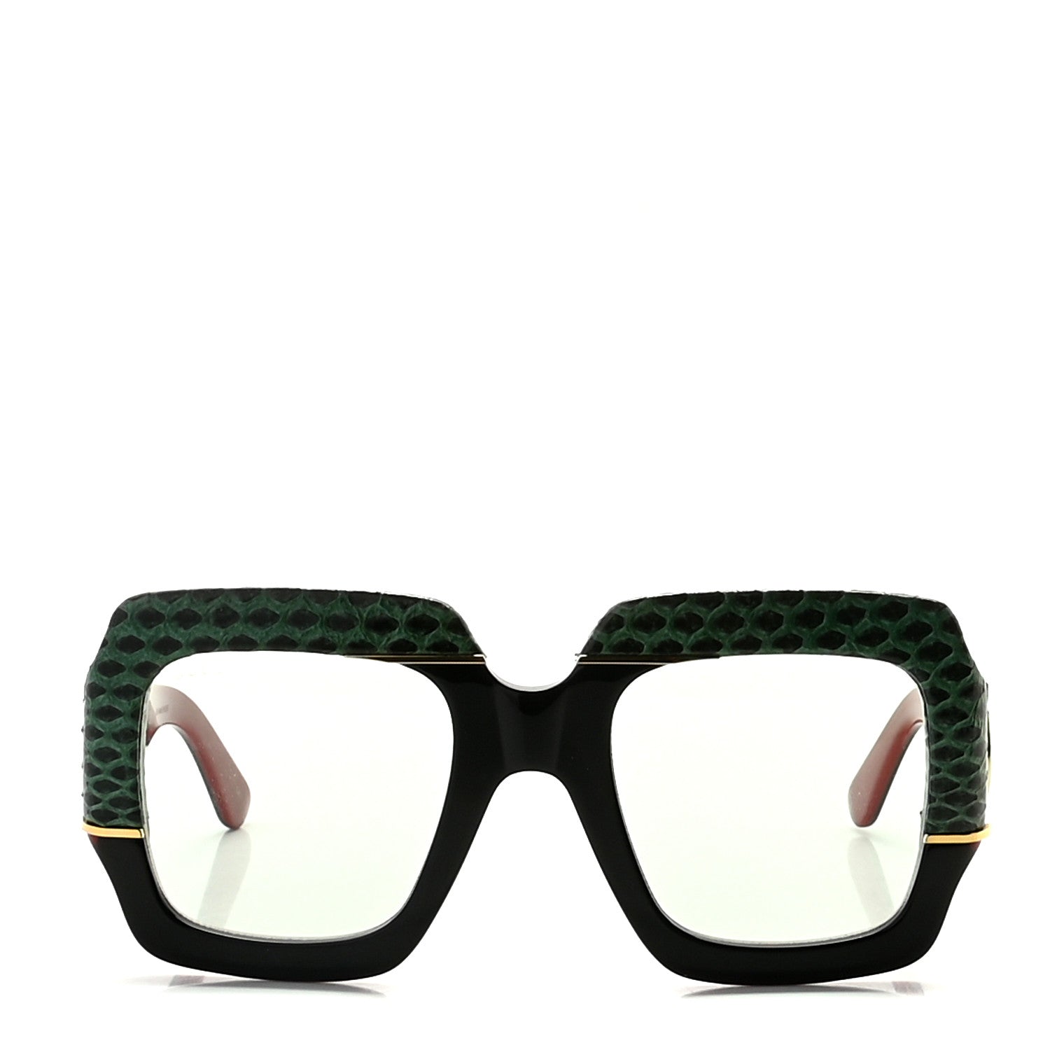 Gucci Snakeskin Acetate Square Sunglasses GG0484S Light Blue Black 2 of 8