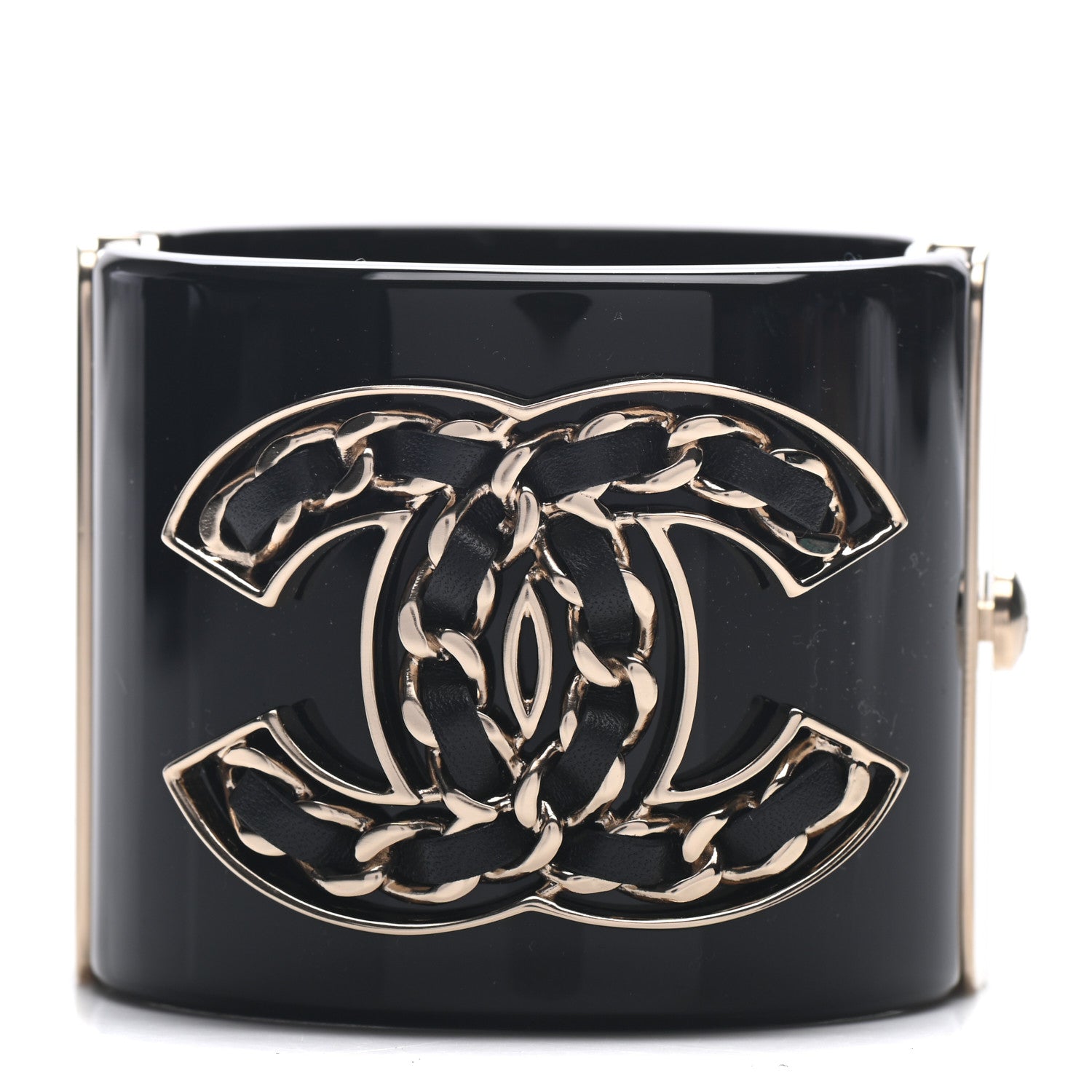 Chanel Resin Lambskin CC Cuff Black 1 of 6