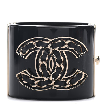 Chanel Resin Lambskin CC Cuff Black 1 of 6