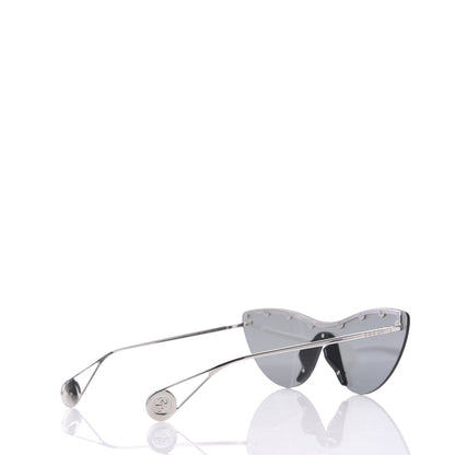 Gucci Metal Rimless Star Studded 90mm Cat Eye GG0666S Sunglasses Mirror Silver 4 of 8