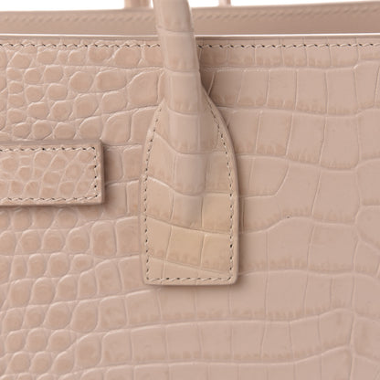 Saint Laurent Calfskin Crocodile Embossed Baby Sac De Jour Rose Antic 9 of 13
