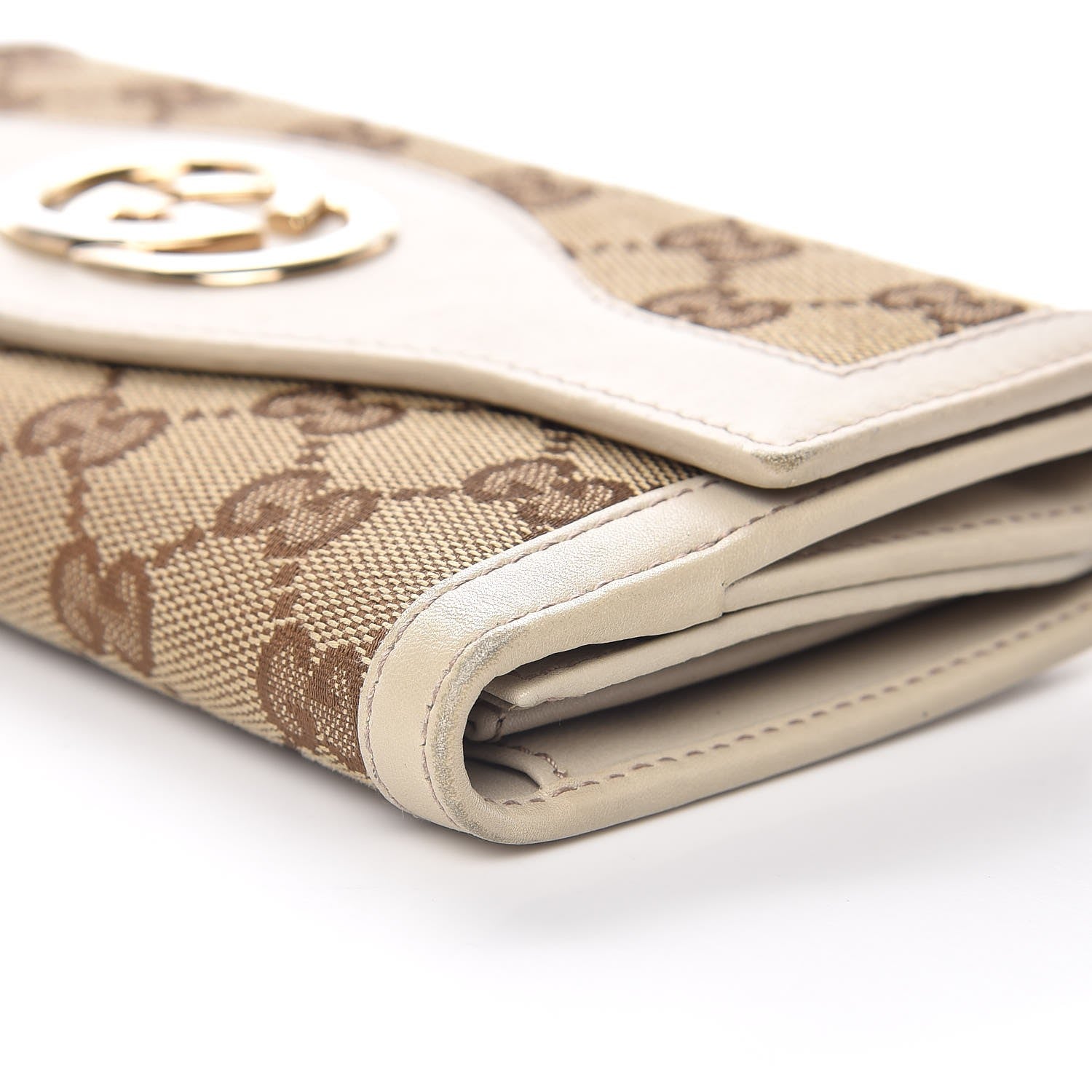 Gucci Monogram Margaux Calfskin Sukey Continental Organizer Wallet Beige Ebony Mystic White 10 of 16