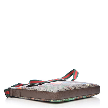 Gucci GG Supreme Monogram Tian Web Medium Flat Messenger Beige Multicolor New Acero 4 of 10