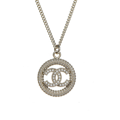 Chanel Crystal CC Medallion Pendant Necklace Gold 5 of 6