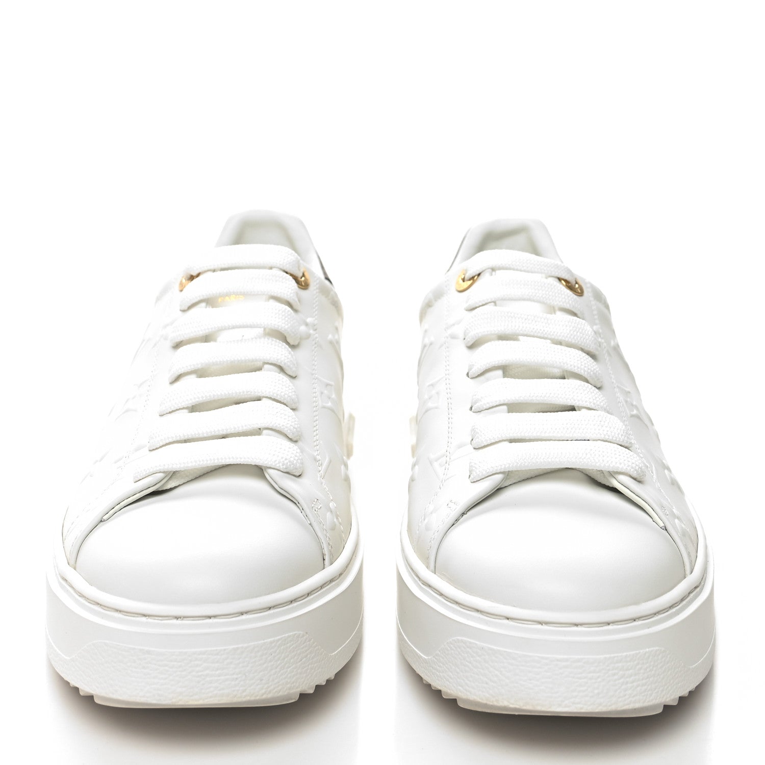 Louis Vuitton Lambskin Embossed Monogram Time Out Sneakers 39 White 2 of 10