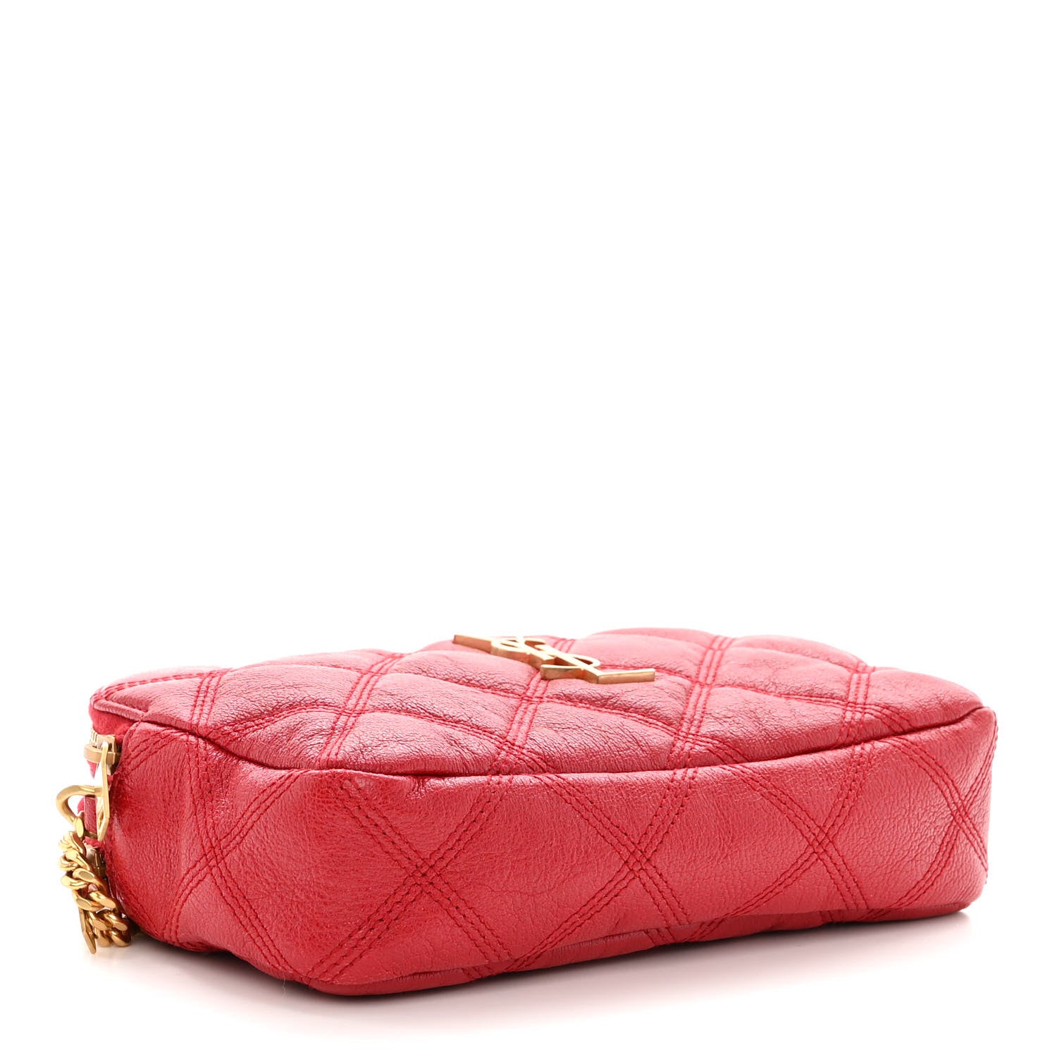 Saint Laurent SAINT LAURENT Grained Lambskin Quilted Mini Becky Double Zip Bag Rouge Eros 3 of 11