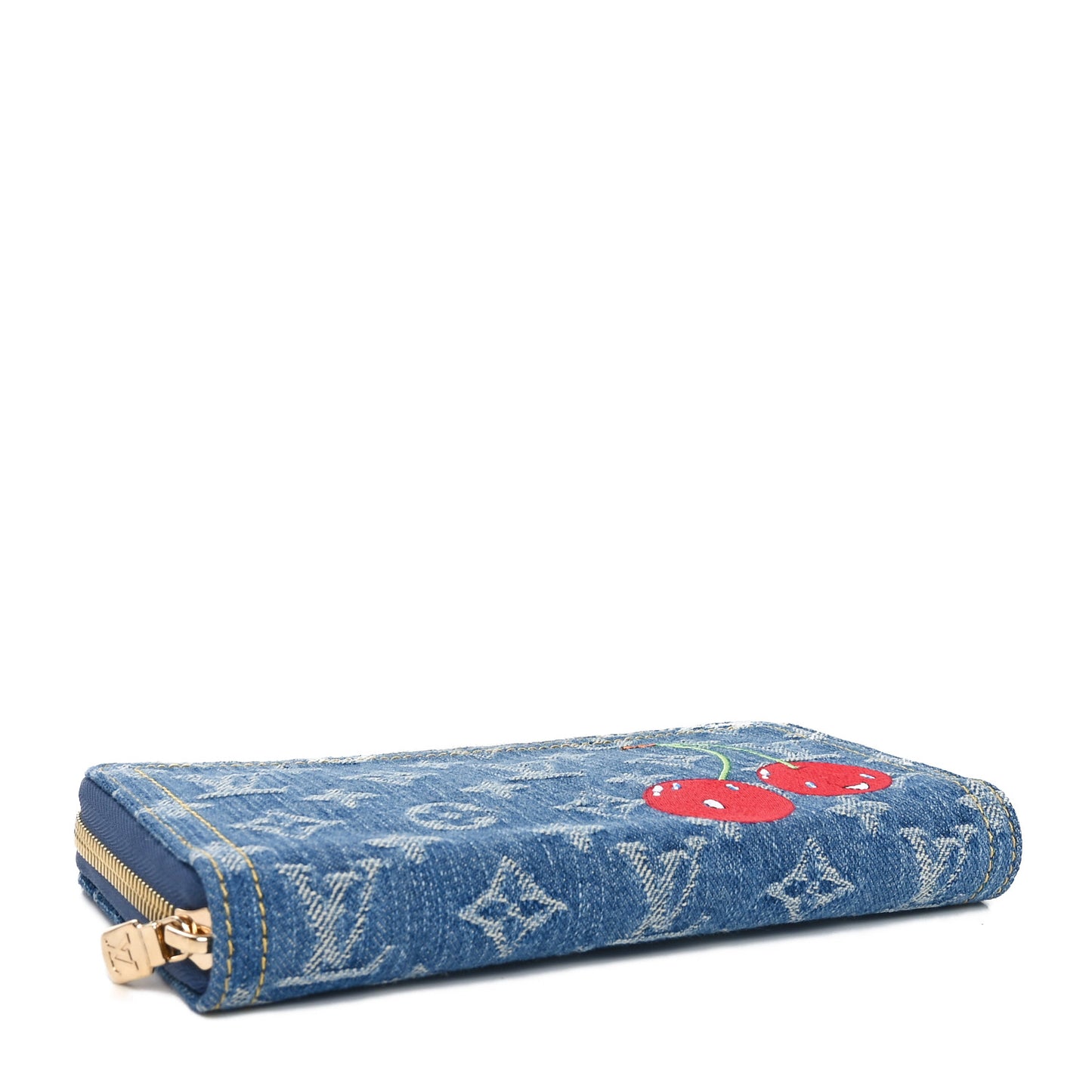 LV X TM Monogram Denim Cerises Zippy Wallet Blue