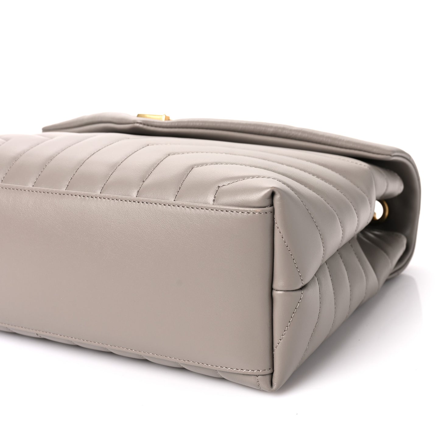 Calfskin Y Quilted Monogram Medium Loulou Chain Satchel Grey Brown