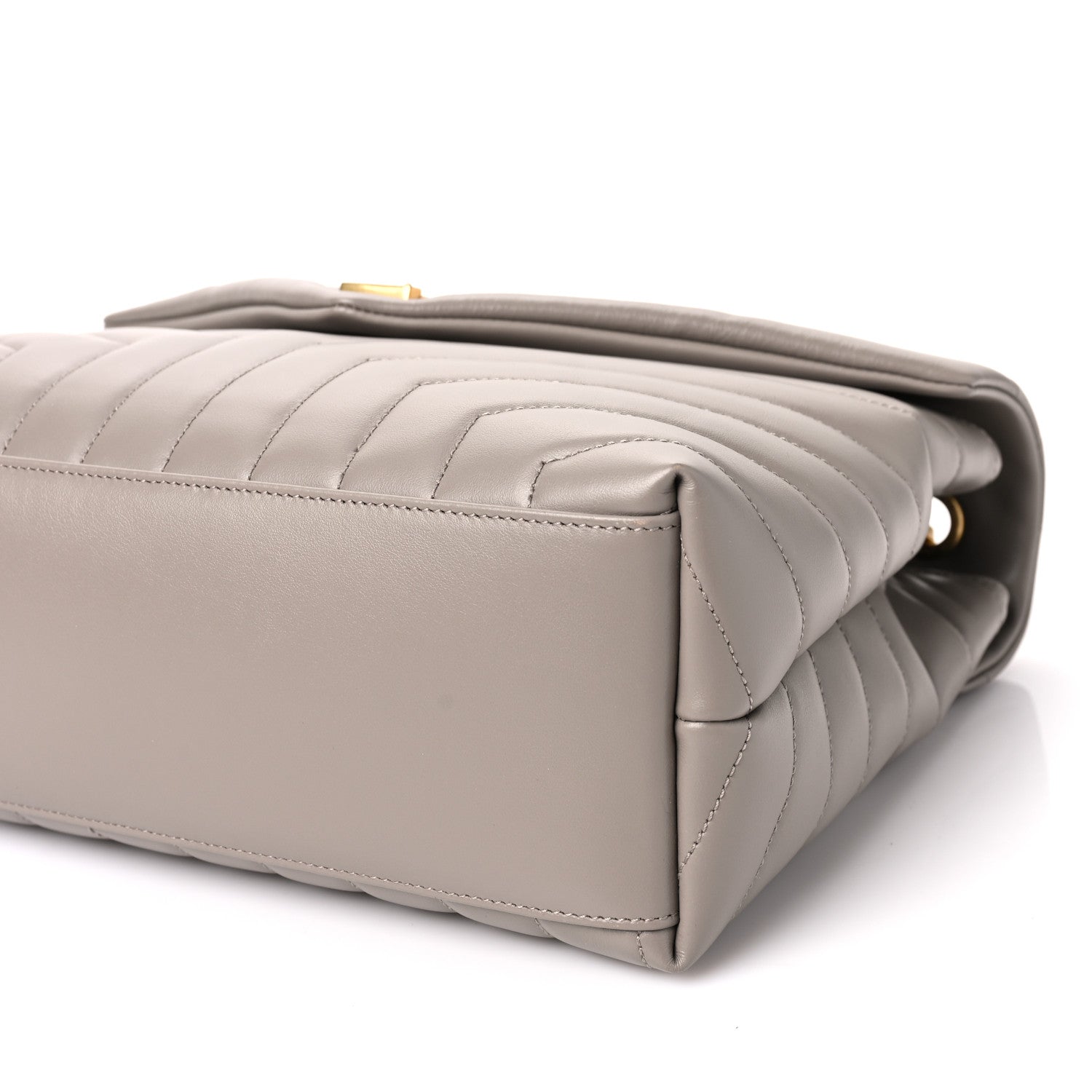 Saint Laurent Calfskin Y Quilted Monogram Medium Loulou Chain Satchel Grey Brown 8 of 8