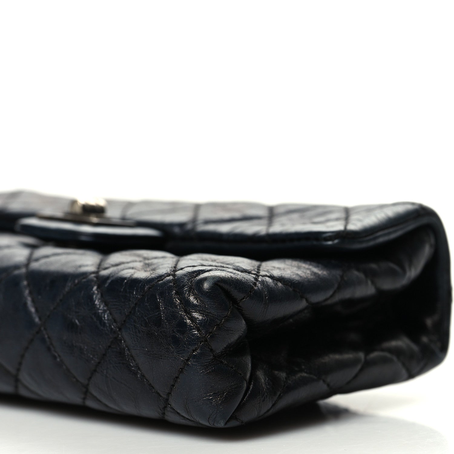 Chanel Glazed Aged Calfskin Quilted 2.55 Reissue Flap Belt Bag Clutch Black 10 of 13