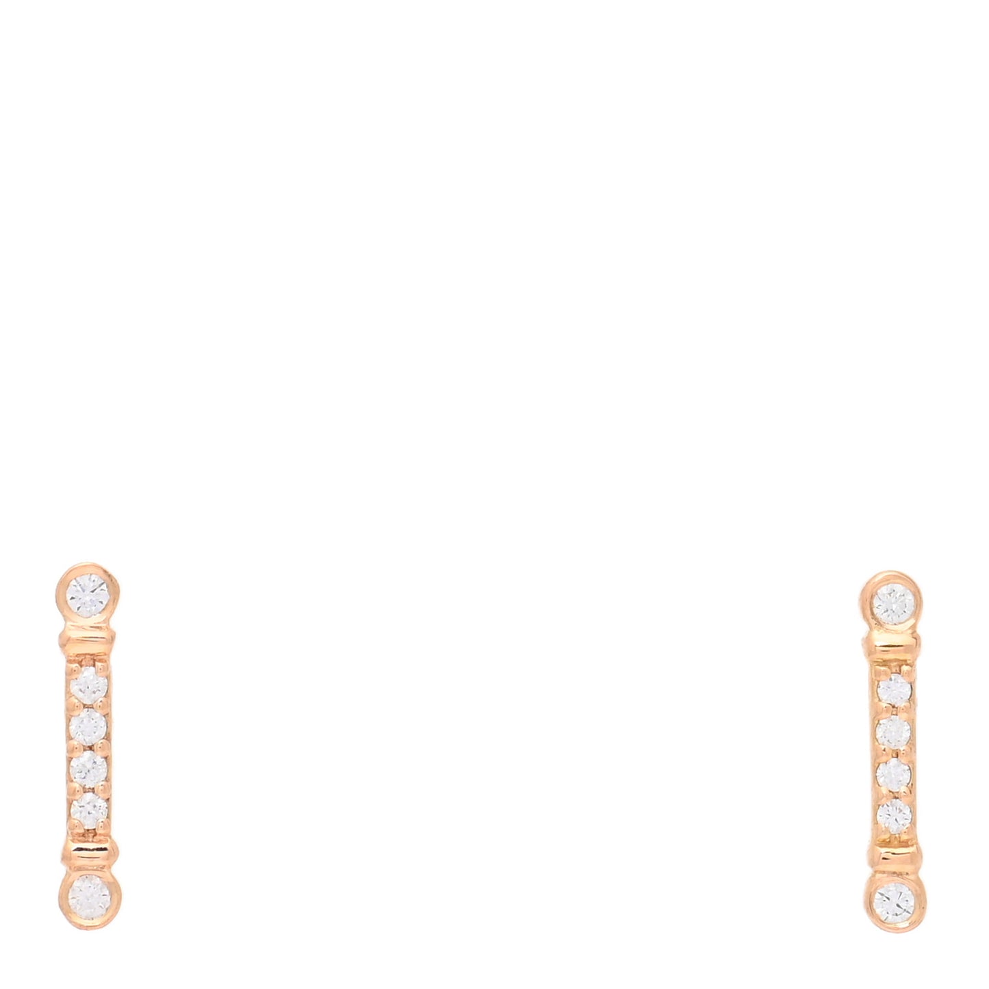 18K Rose Gold Diamond Fleur de Lis Key Bar Earrings