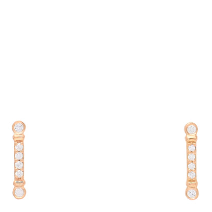 Tiffany 18K Rose Gold Diamond Fleur de Lis Key Bar Earrings 1 of 5
