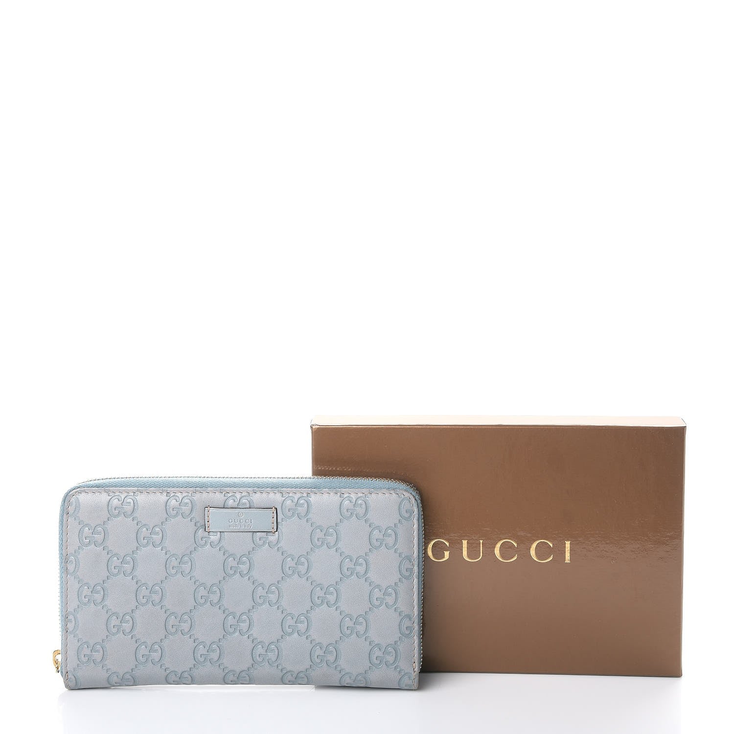 Gucci Guccissima Joy Zip Around Organizer Wallet Light Blue 13 of 13