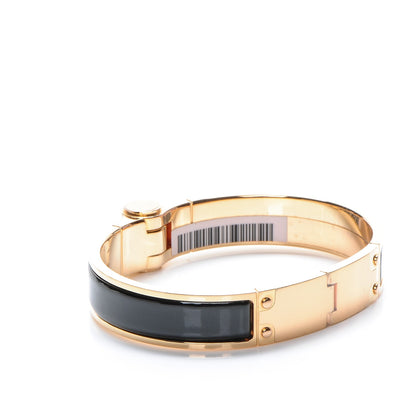 Hermes Enamel Charniere Uni Narrow Hinged Bracelet M Black 4 of 6