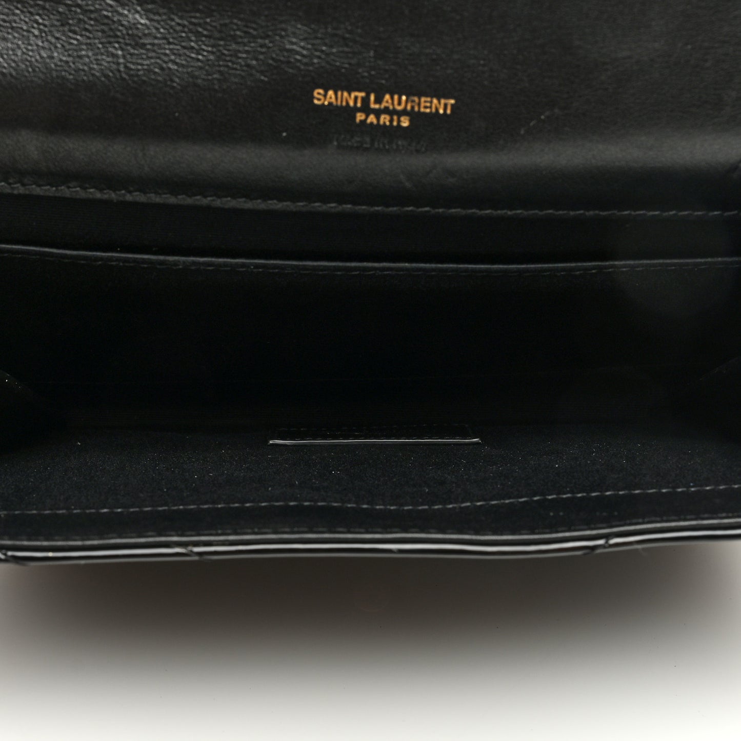 Patent Matelasse Chevron Monogram Envelope Clutch Black