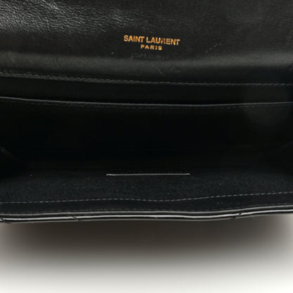 Saint Laurent Patent Matelasse Chevron Monogram Envelope Clutch Black 5 of 6