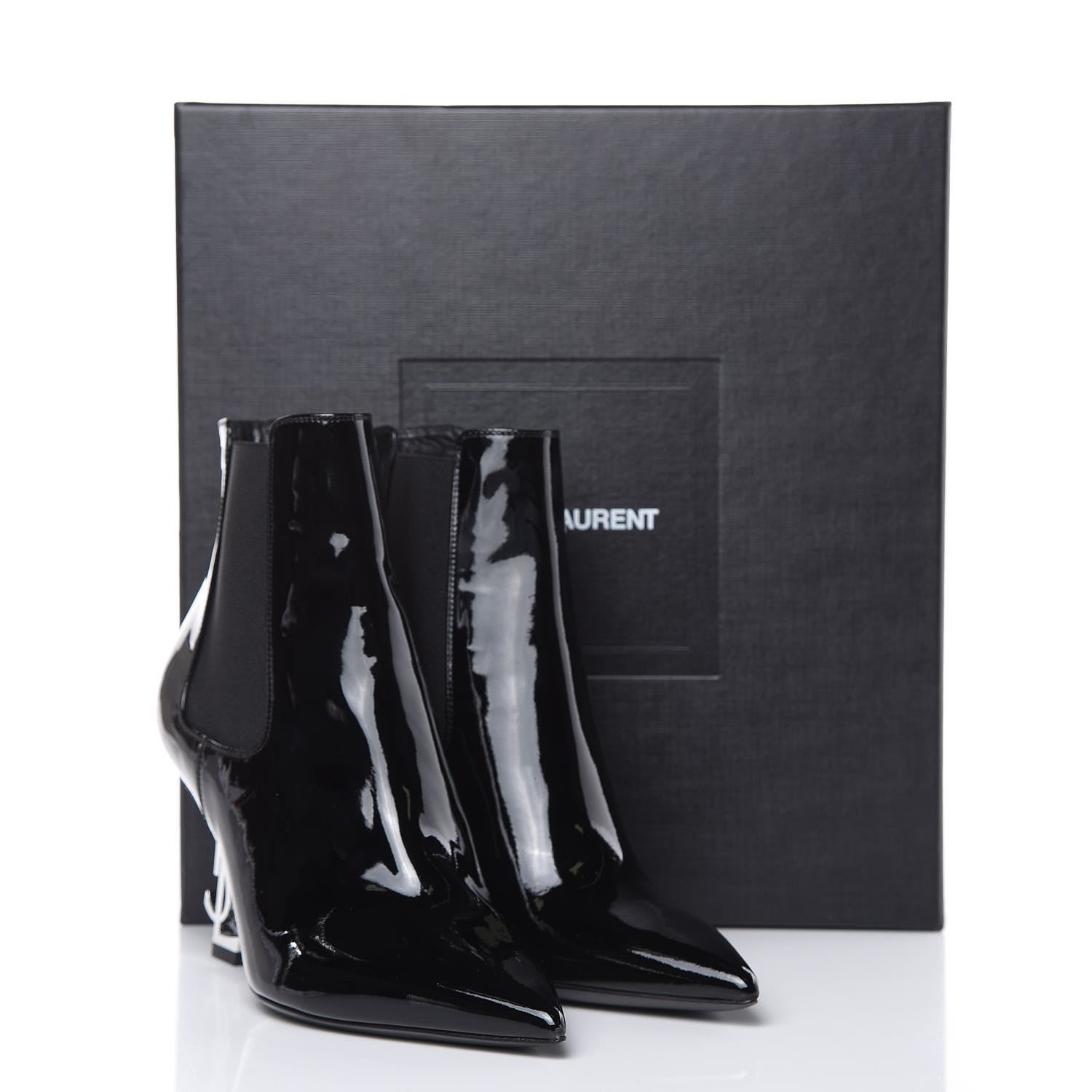 Saint Laurent Patent Opyum Booties 36 Black 8 of 8