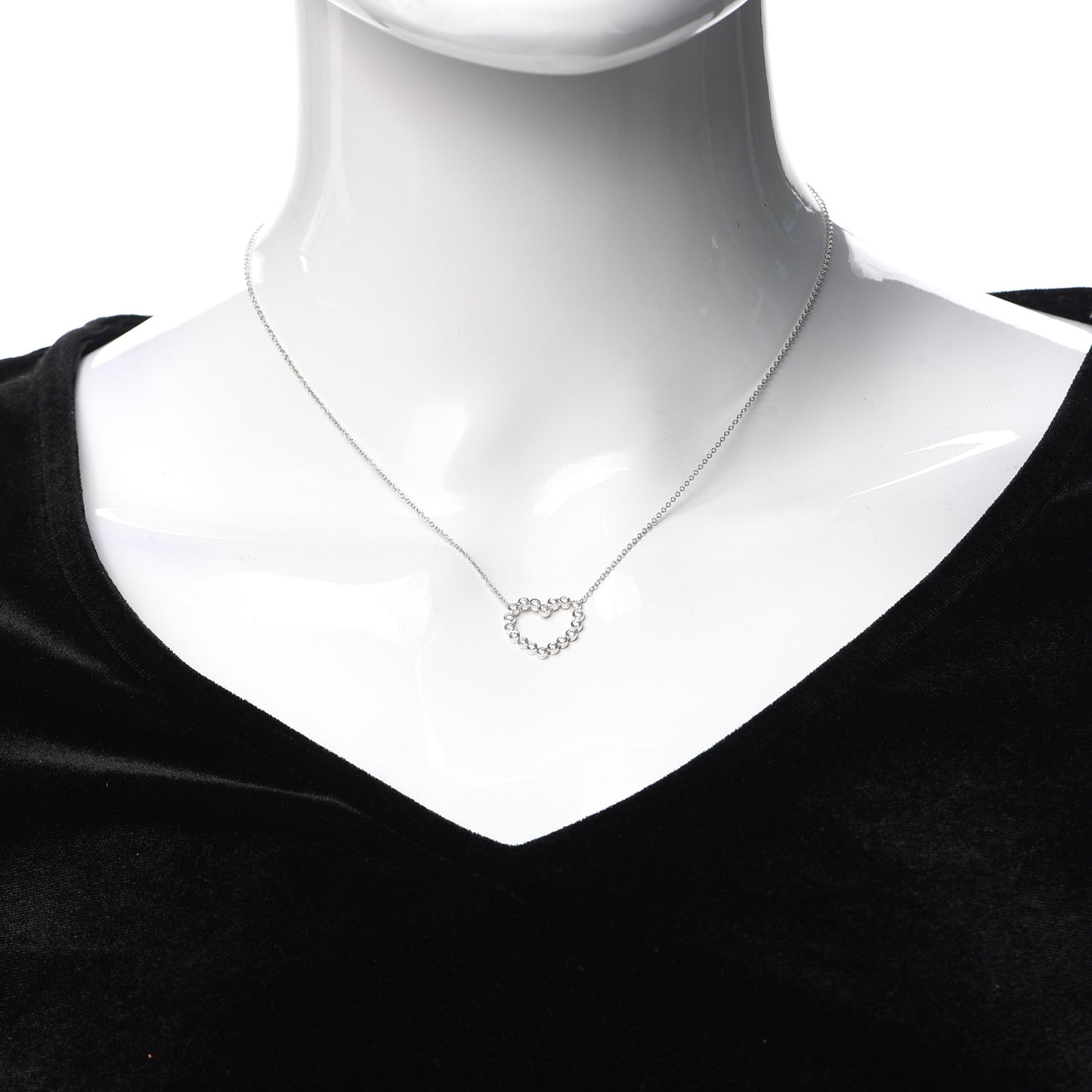 Platinum Diamond Jazz Heart Pendant Necklace
