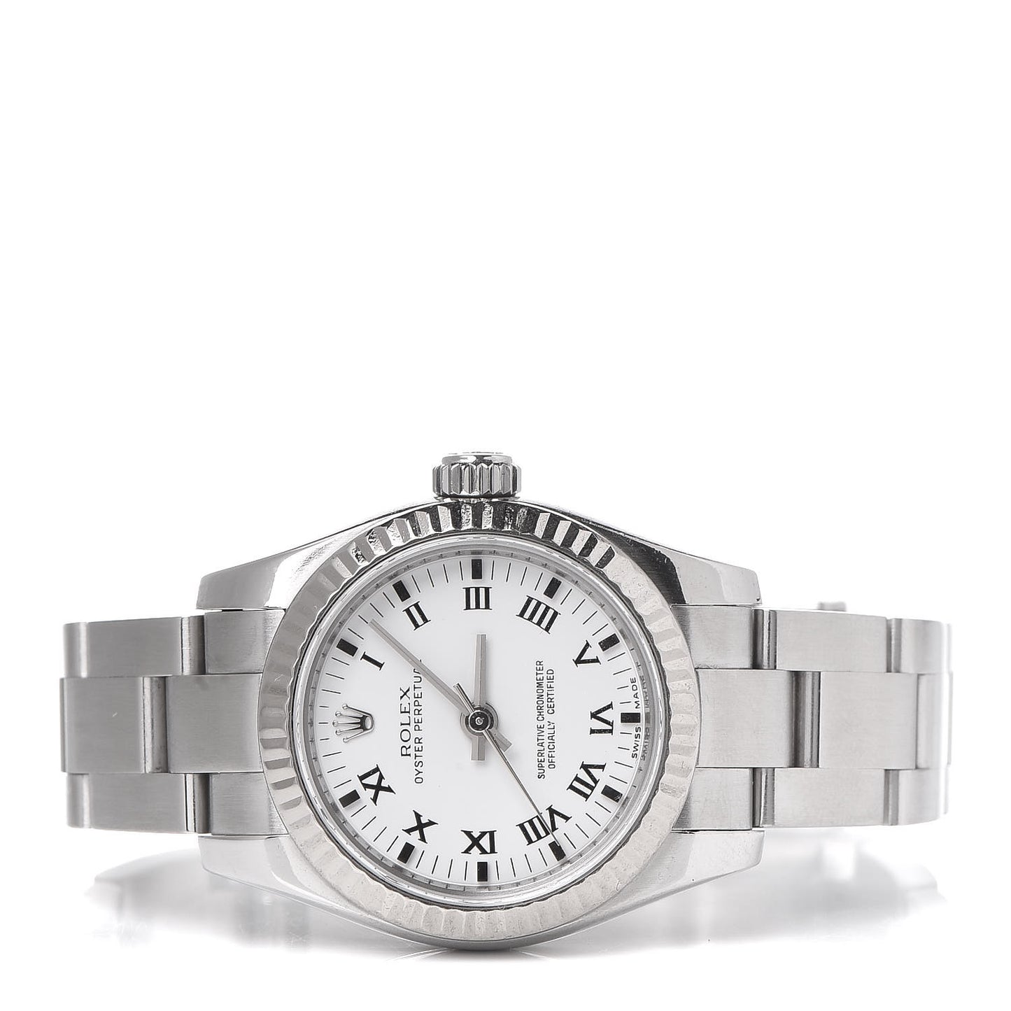 Stainless Steel 18K White Gold 26mm Oyster Perpetual Watch White Roman 176234
