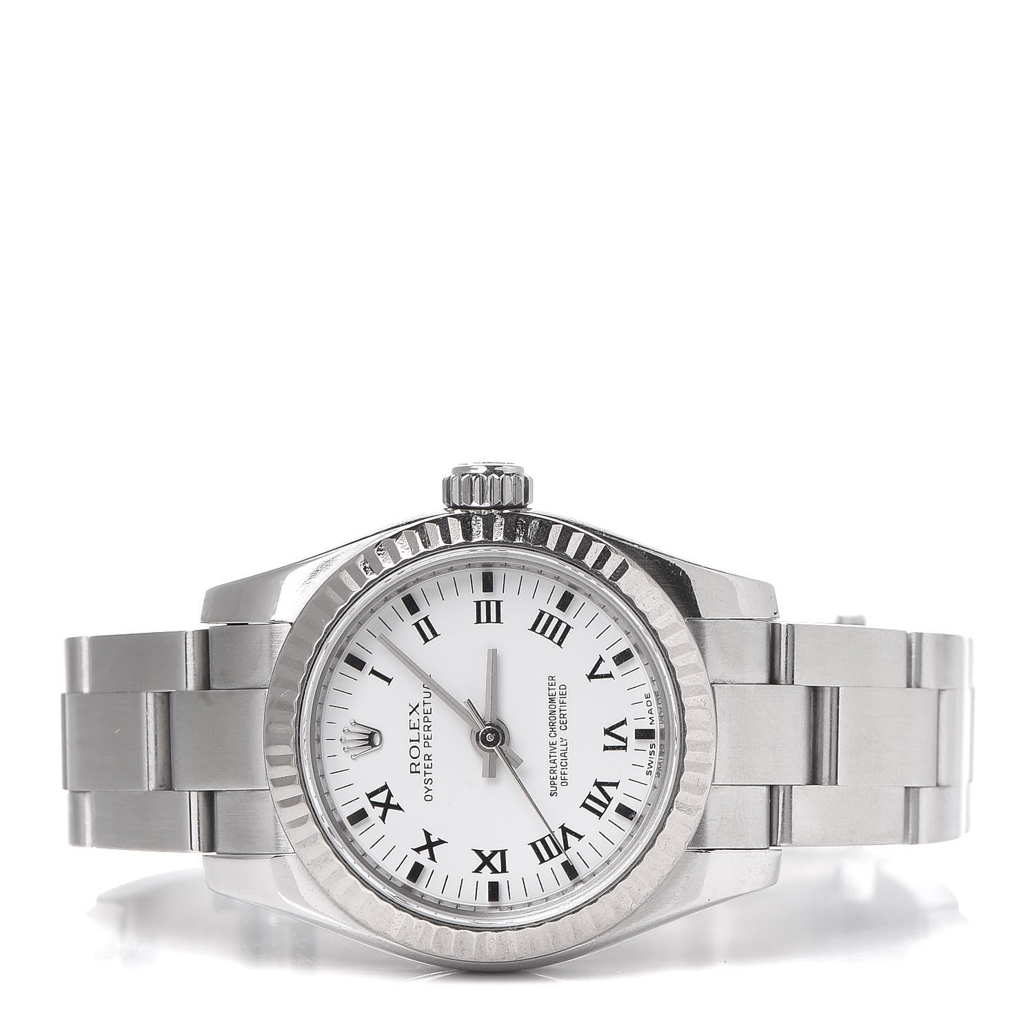 Rolex Stainless Steel 18K White Gold 26mm Oyster Perpetual Watch White Roman 176234 3 of 6