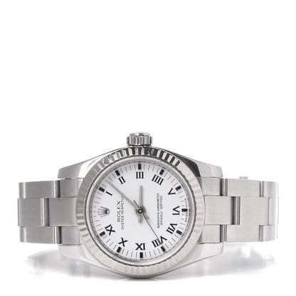 Rolex Stainless Steel 18K White Gold 26mm Oyster Perpetual Watch White Roman 176234 3 of 6