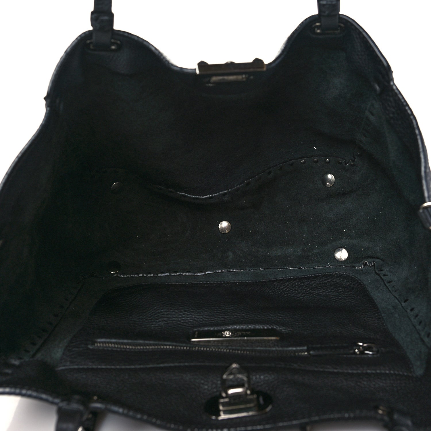 Valentino Garavani Grained Calfskin Onyx Medium Rockstud Rolling Tote Black 4 of 8