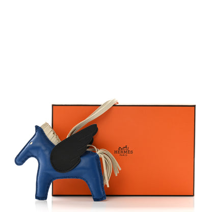 Hermes Milo Lambskin Grigri Rodeo Pegase Horse Bag Charm MM Bleu France Nata Black 5 of 5
