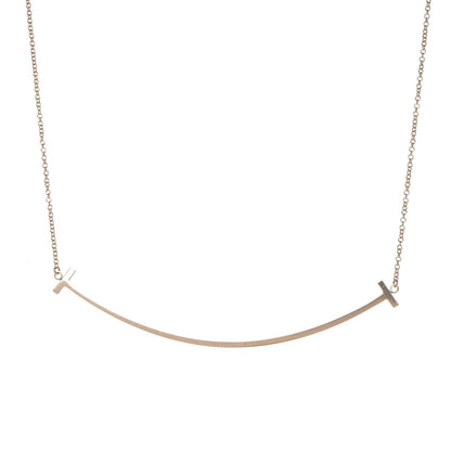 Tiffany 18K Yellow Gold Large T Smile Pendant Necklace 4 of 8