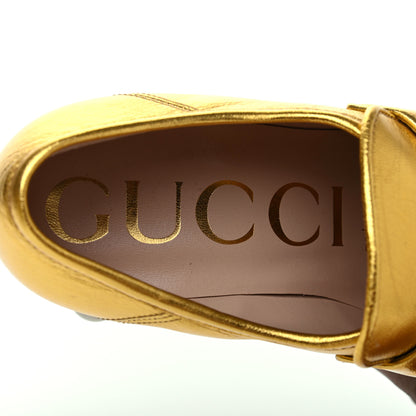 Gucci Malaga Kid Pearl Studded Vegas Platform Loafers 36 Gold 8 of 10