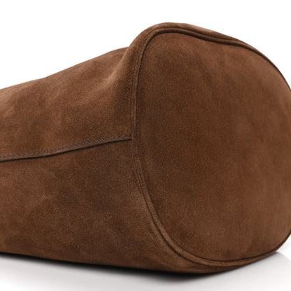 Prada Scamosciato Suede Buckle Belted Bucket Bag Cacao 8 of 9