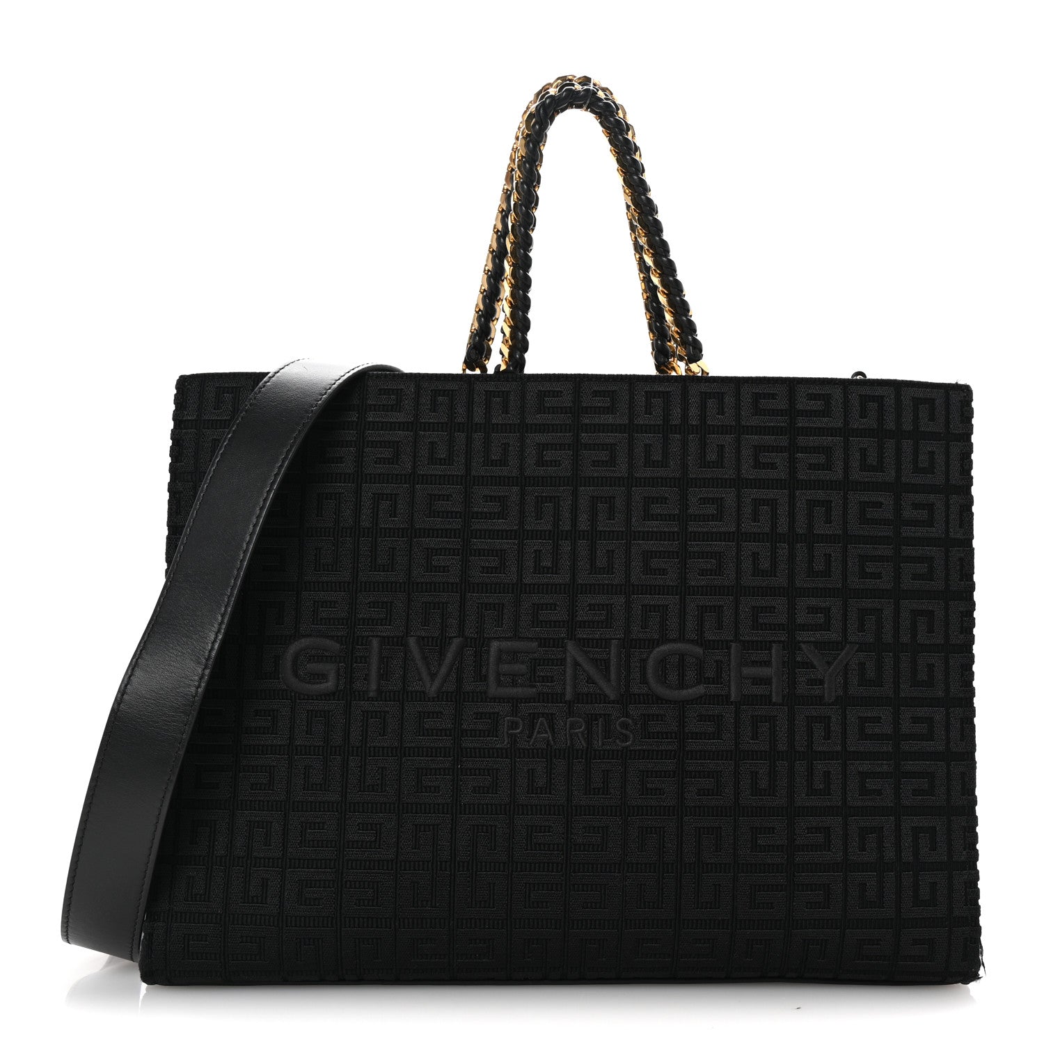 Givenchy Canvas Jacquard 4G Medium Chain Tote Black 1 of 9