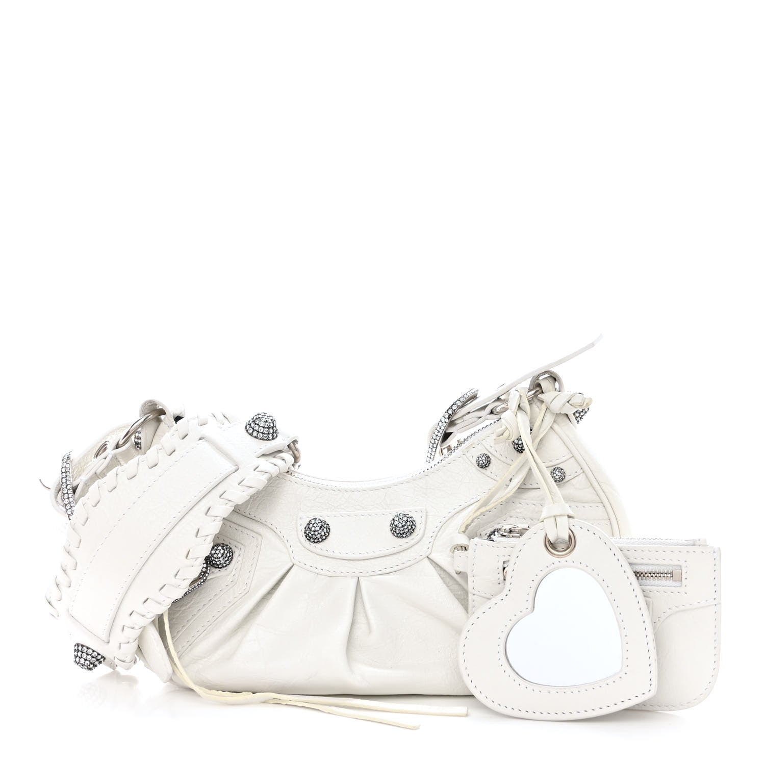 Balenciaga Agneau Arena Crystal Le Cagole Shoulder Bag XS Optic White 1 of 15