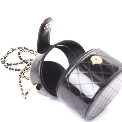 Chanel Patent Quilted Round Small Vanity With Chain Black 6 of 11